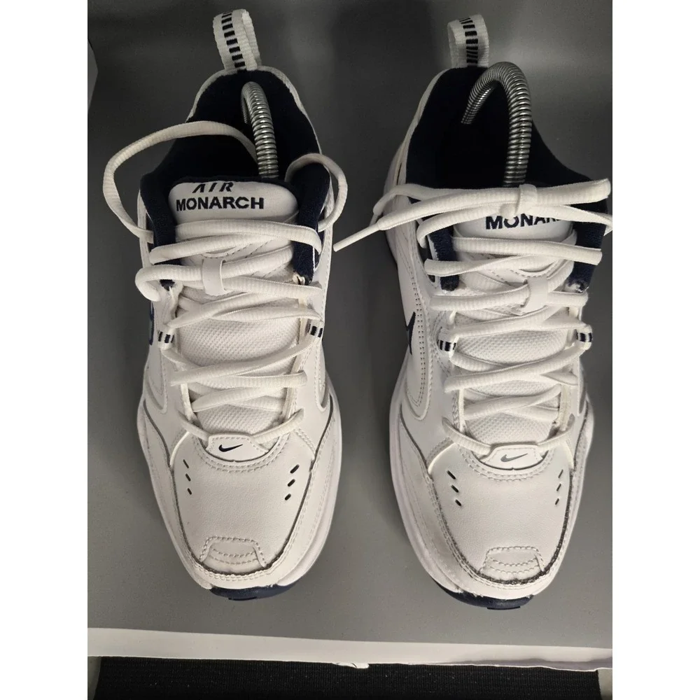 Nike Air Monarch IV White Navy Silver Mens Size 6.5 W 416355-102 Cross Trainer